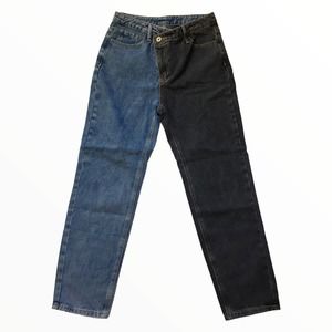 Two-Tone Blue and Black Women Jeans